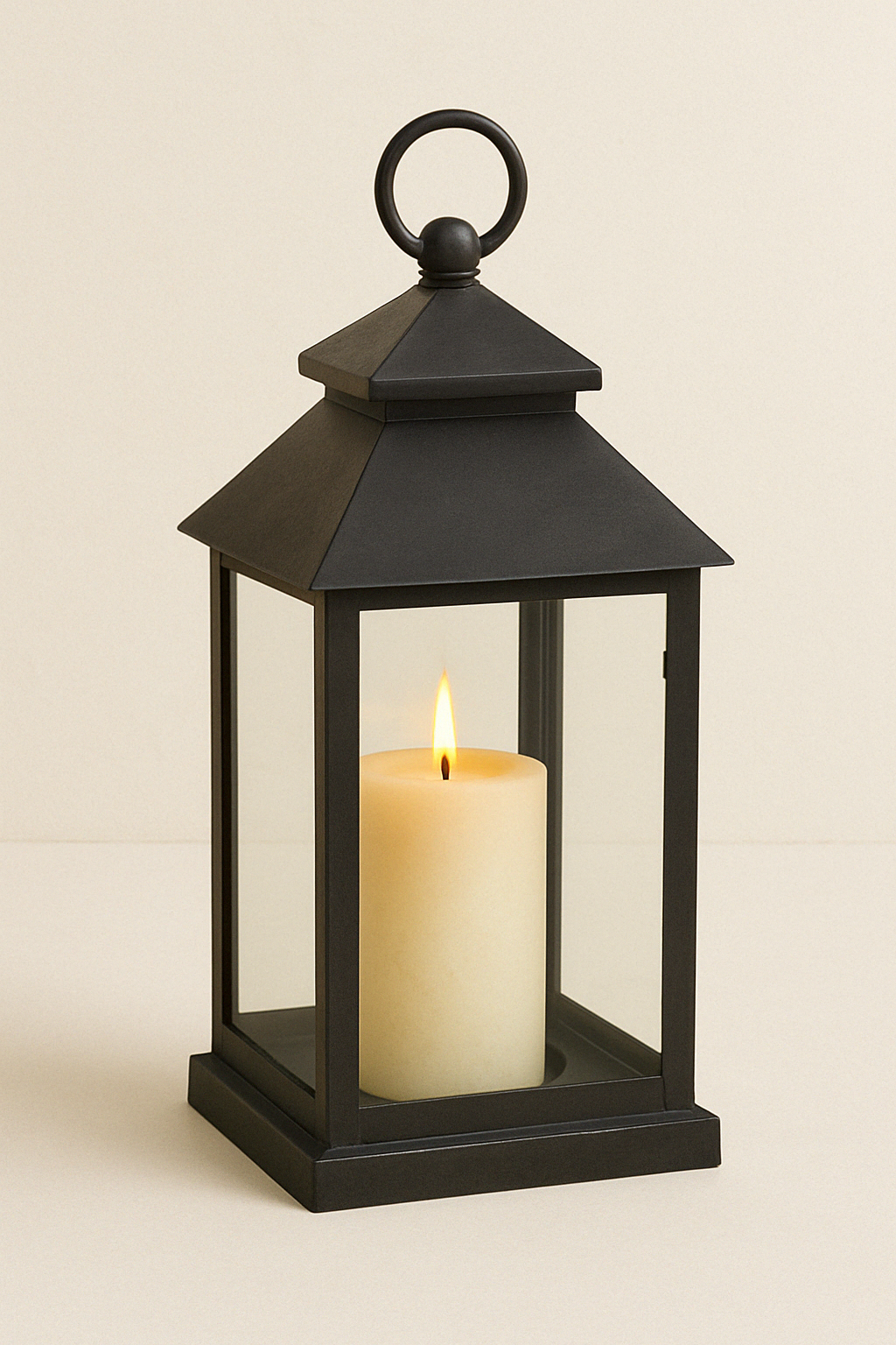 Farol negro con vela